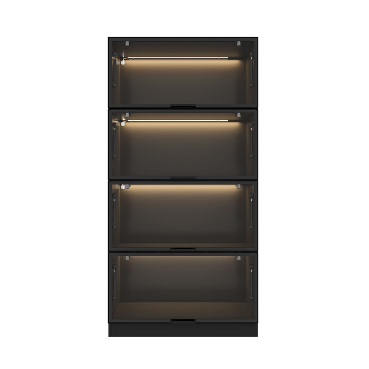 FUFU&GAGA White Mdf 4-Shelf Bookcase with Doors (31.5-in W x 63-in H x 15.7-in D),White