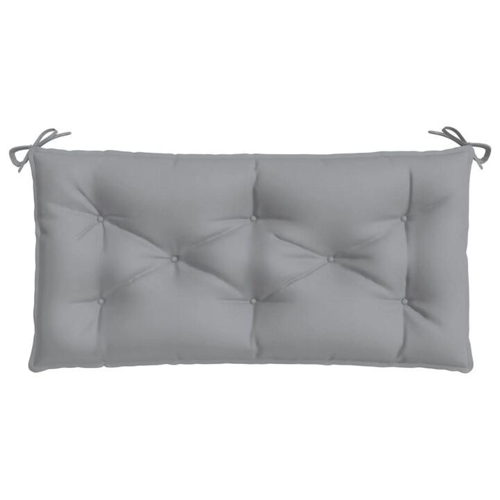 Claire Outdoor Cushion for Bench, Button Tufted Gray Fabric, 59 Inch - Benzara