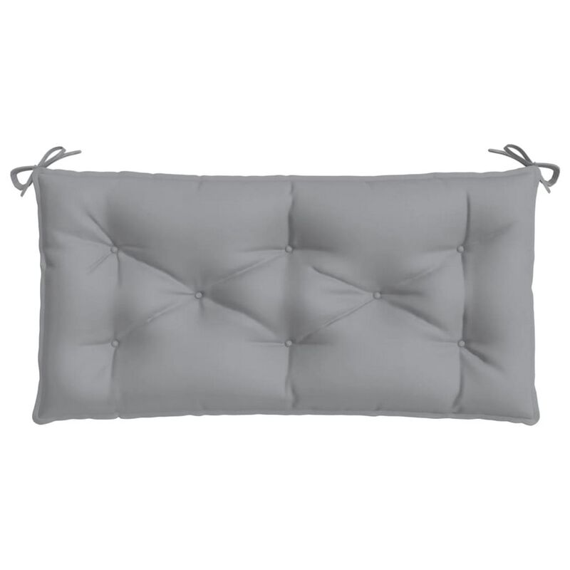 Claire Outdoor Cushion for Bench, Button Tufted Gray Fabric, 59 Inch - Benzara