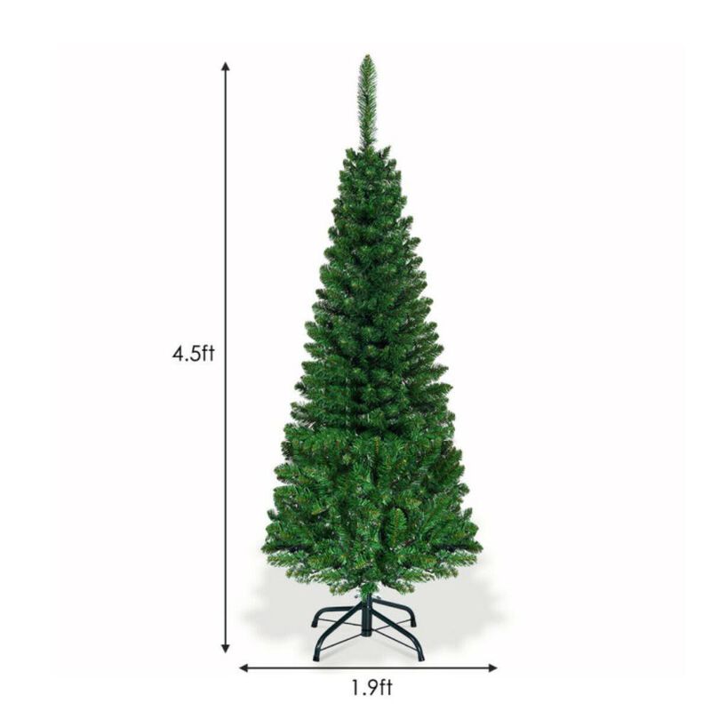 Hivvago 4.5/6.5/7.5 Feet Prelit Pencil Christmas Tree with 250 LED Lights