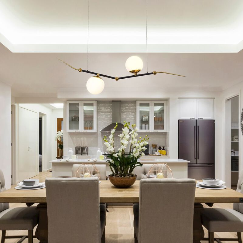 VONN Lighting Integrated LED Linear Chandelier Lighting Fixture, in Antique Brass