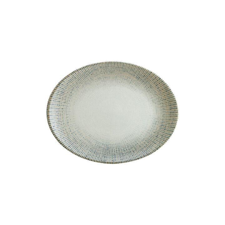 Sway 12.25" x 9.5" x h:1" Oval Decorated Porcelain Platter