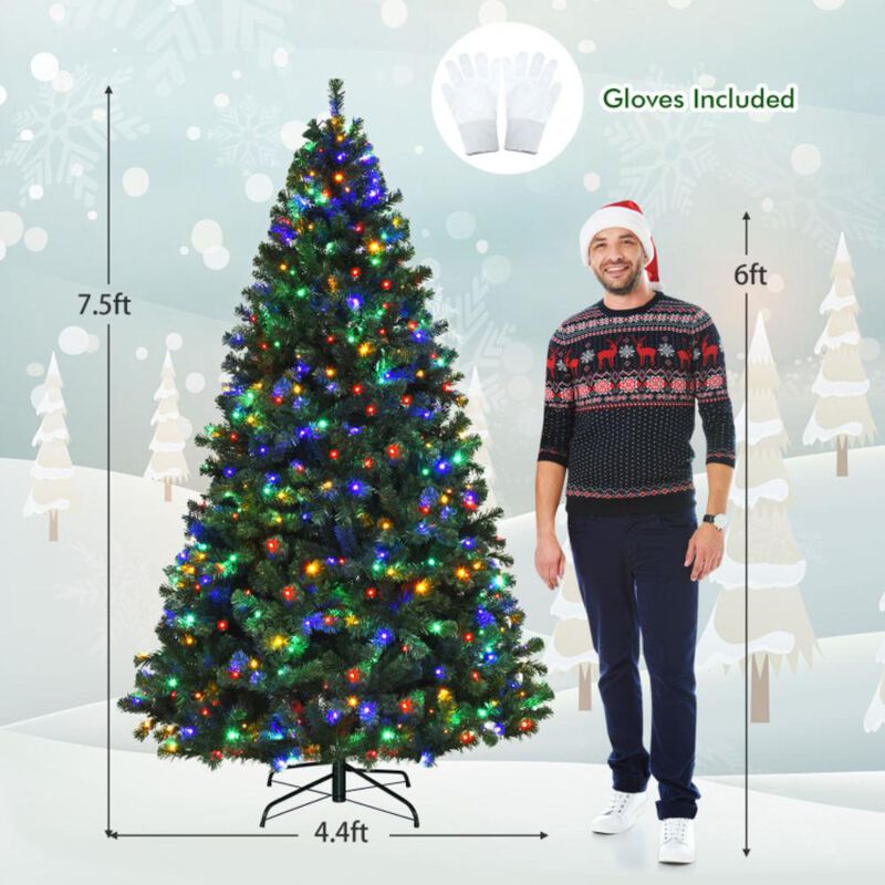 Hivvago 7.5 Feet Pre-Lit Artificial Spruce Christmas Tree with 550 Multicolor Lights for Festival