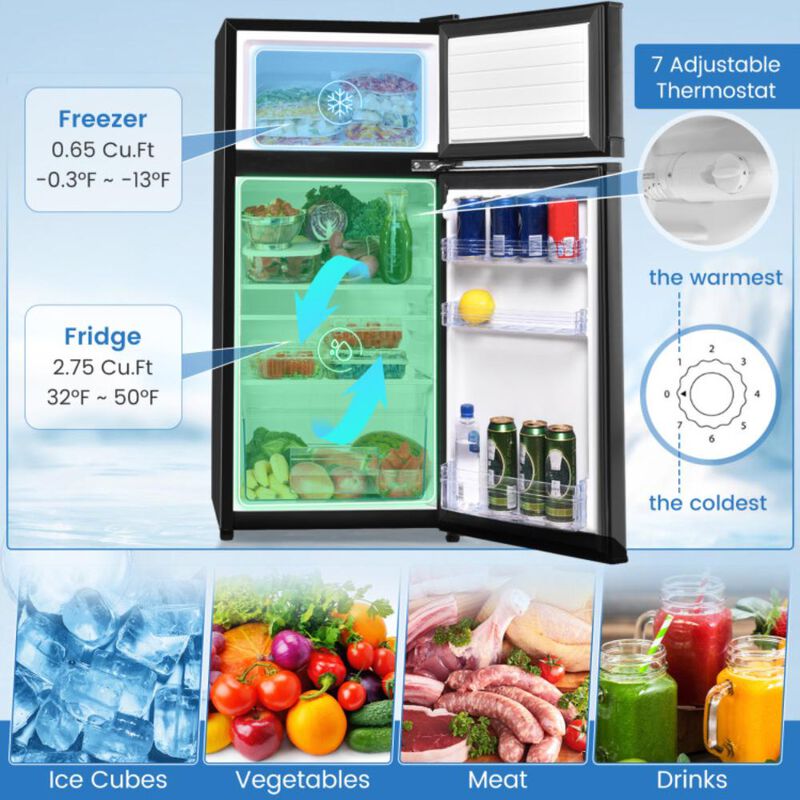 Costway 2 Doors Cold-rolled Sheet Compact Refrigerator