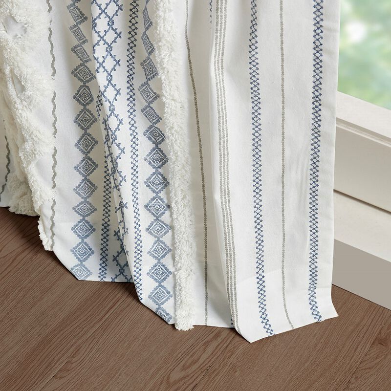 Gracie Mills Modesto Textured Chenille Stripe Cotton Curtain Panel with Lining - 50x84"