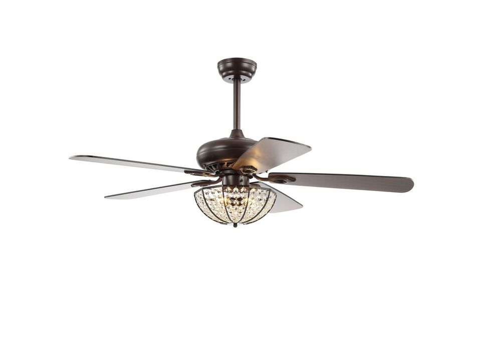 Joanna 3-Light Bronze Crystal LED Ceiling Fan With Remote