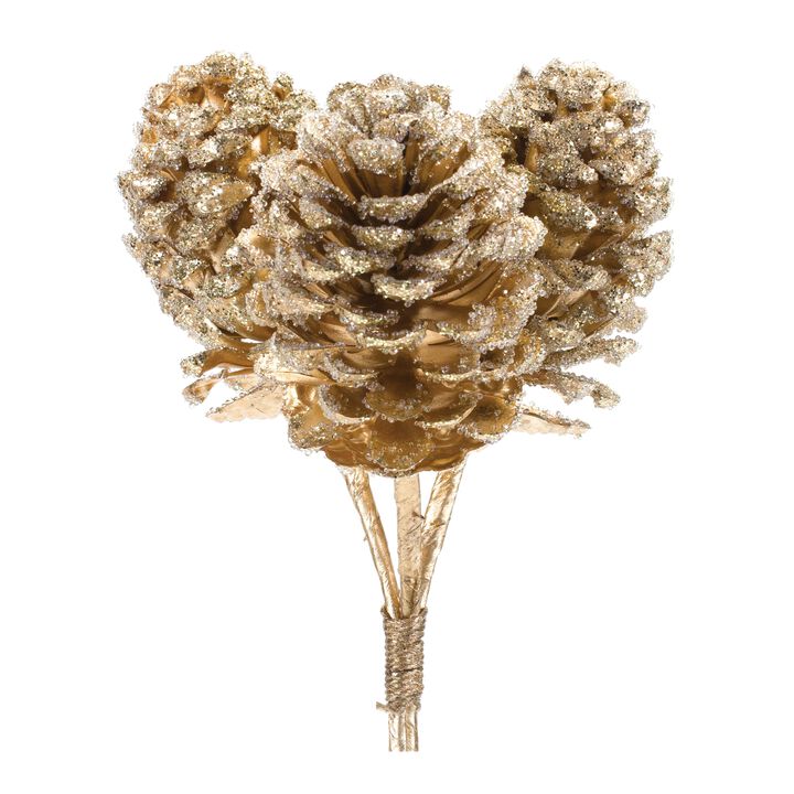 Glittered Pine Cone Bundle for Holiday and Winter Décor (Set of 6)