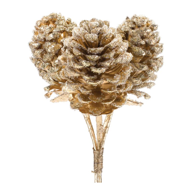 Glittered Pine Cone Bundle for Holiday and Winter Décor (Set of 6)