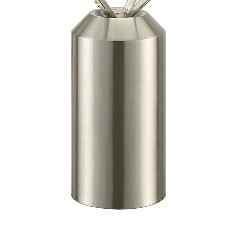 20 Inch Table Lamp, Globe Glass Shade, Accent Cylindrical Base, Nickel-Benzara