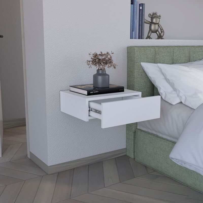 DEPOT E-SHOP Ivor Floating Nightstand, Modern Wall-Mounted Bedside Shelf with Drawer, Black