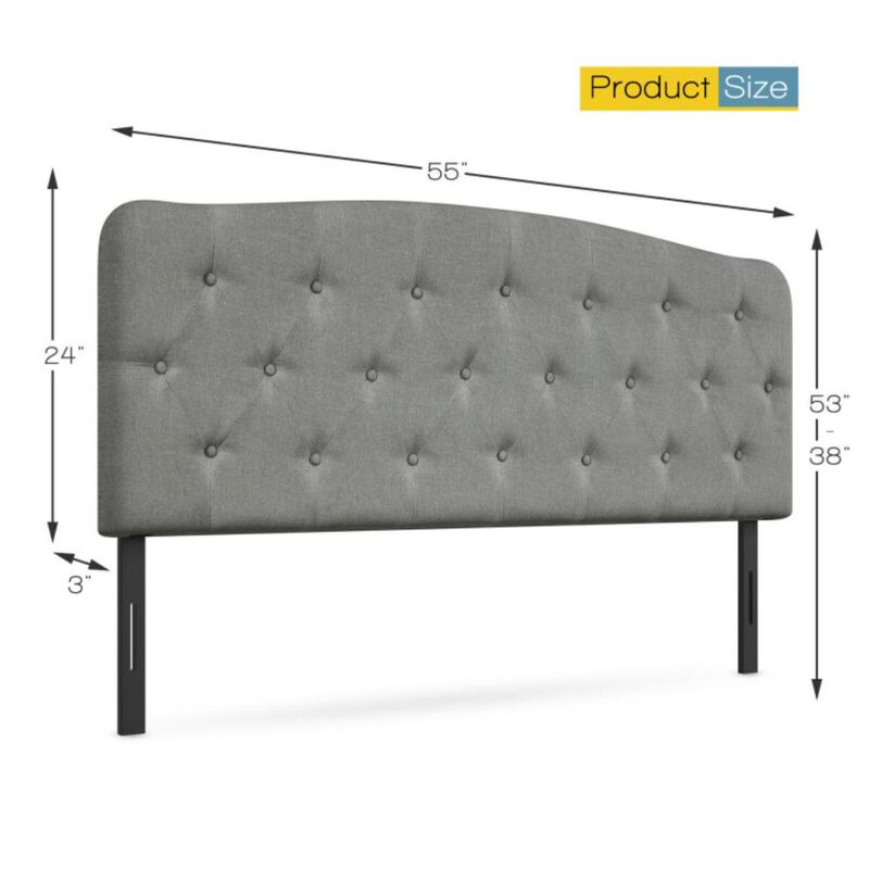 Hivvago Faux Linen Headboard with Adjustable Heights-Light