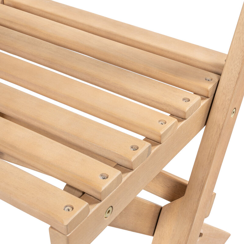 Cadiz Classic French Country 3-Piece Acacia Wood Half-Round Outdoor Folding Bistro Set