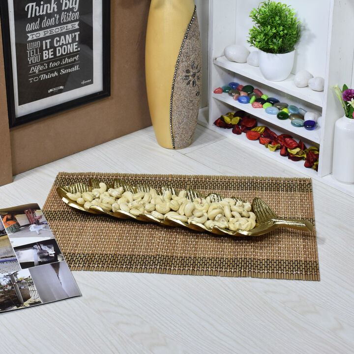Handmade Decorative Gold Color Coated 15.78 x 3.74 x 1.18 Inches Aluminium Tray 033AB BBH Home's