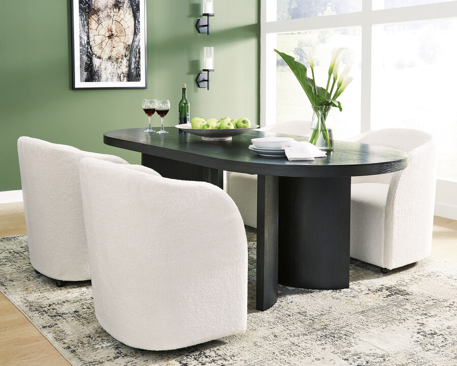 Black oval dining room table