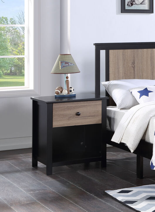 Olive & Opie Connelly Nightstand Black/Vintage Walnut