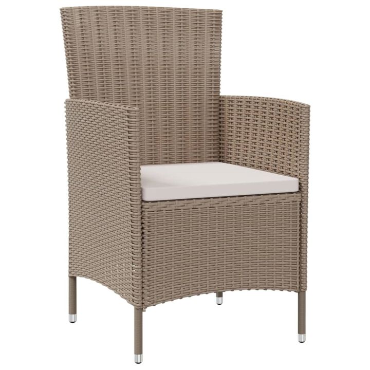 vidaXL Patio Chairs with Cushions 2 pcs Poly Rattan Beige