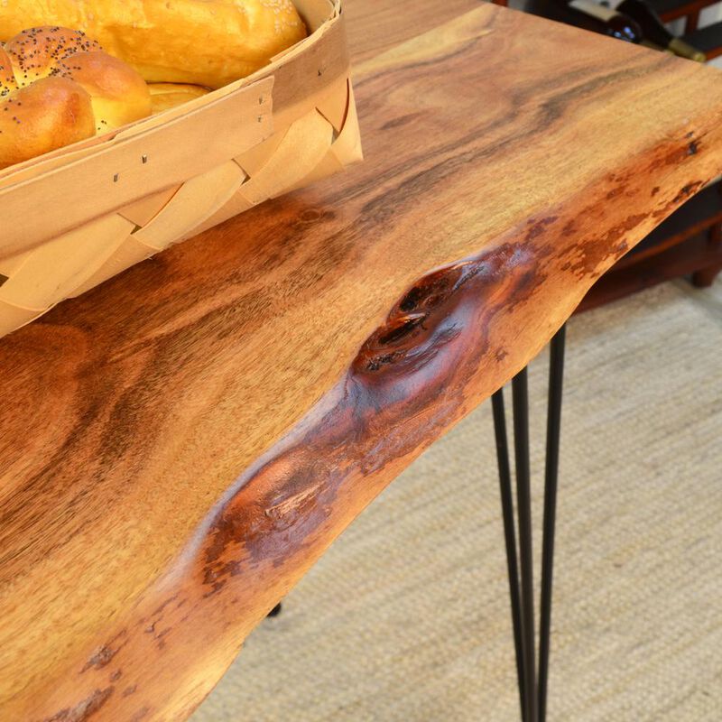 Carolina Living Seti Live Edge Bar Table - Natural Top - Black Base