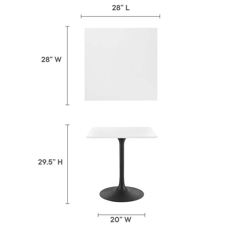 Modway - Lippa 28" Square Dining Table Black White