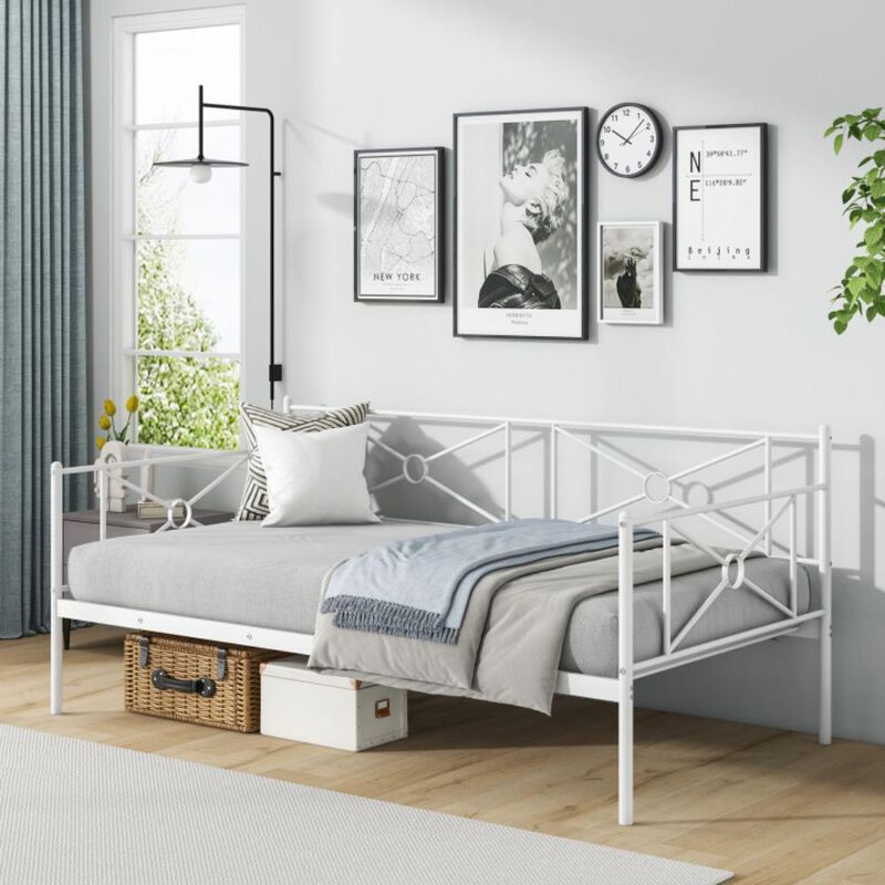 Hivvago Metal Daybed Twin Bed Frame Stable Steel Slats Sofa Bed