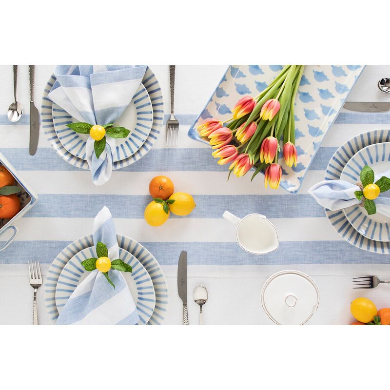 Solino Home 100% Pure Linen Table Runner | Cabana Stripe for Spring & Easter