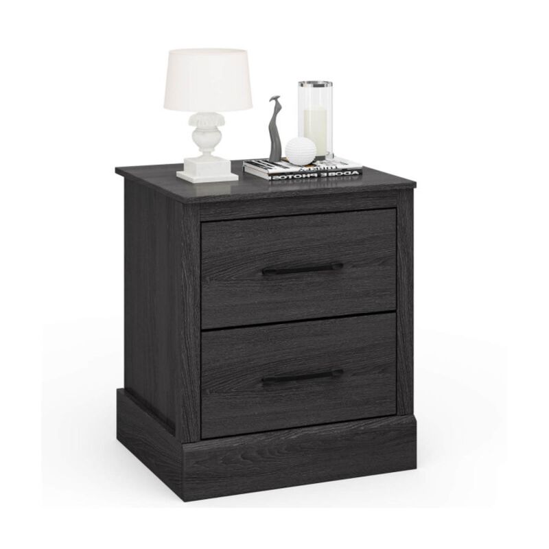 Hivvago Wood Compact Floor Nightstand with Storage Drawers