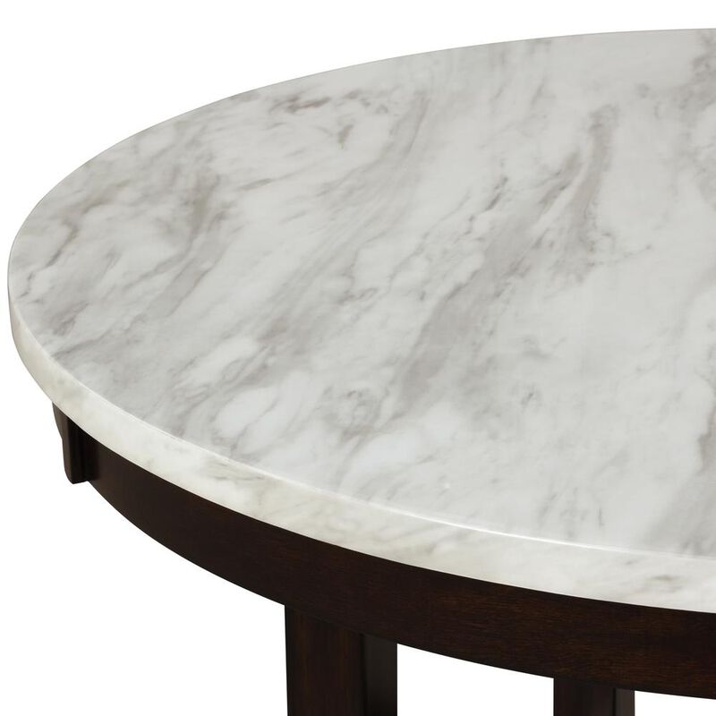 New Classic Furniture Furniture Celeste 5-Pc Faux Marble Round Dining Set  4 Chair-Gray