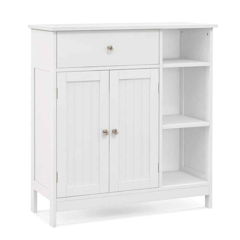 Costway Bathroom Floor Cabinet Freestanding Kitchen Cupboard Storage Organizer with Drawer