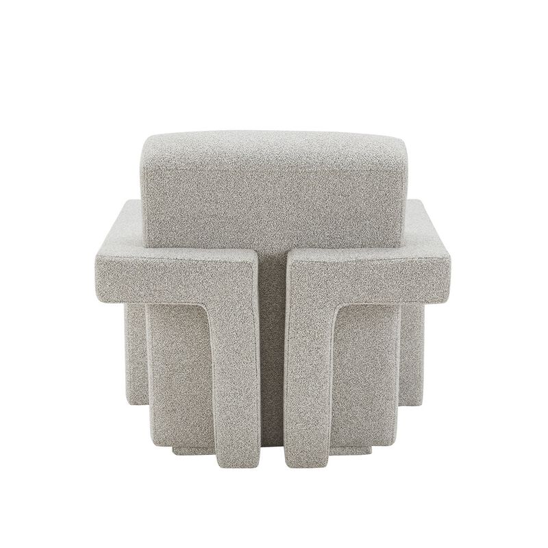 Cid Lily 28 Inch Accent Chair, Light Gray Polyester, Foam Cushions, Wood - Benzara