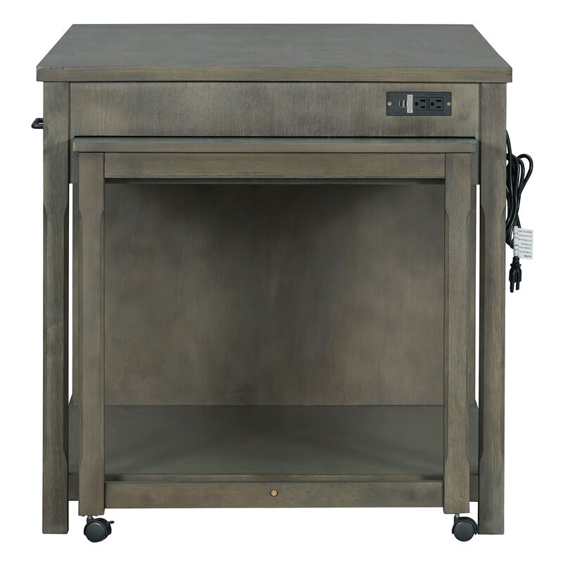 Merax Retro Extendable Kitchen Island with Storage