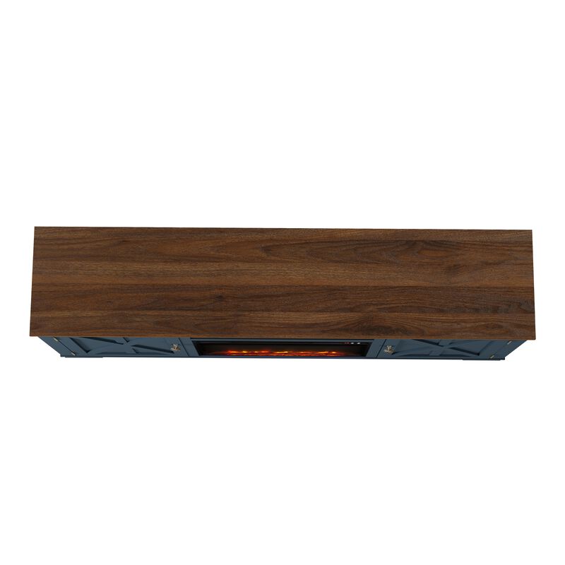 FESTIVO 70" Farmhouse TV Stand Console for TVs up to 75 inch w/ Fireplace
