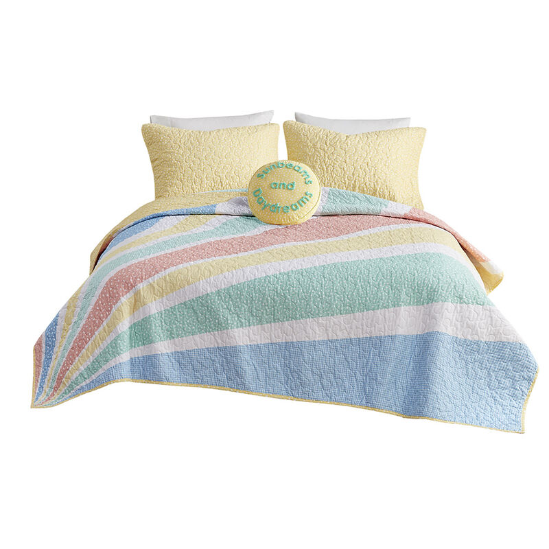 Gracie Mills Arianell Vibrant Rainbow Sunburst Reversible Cotton Comforter Set
