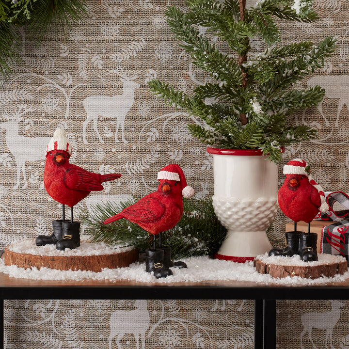 Set of 3 Decorative Cardinal Statues for Garden, Yard, and Outdoor Décor