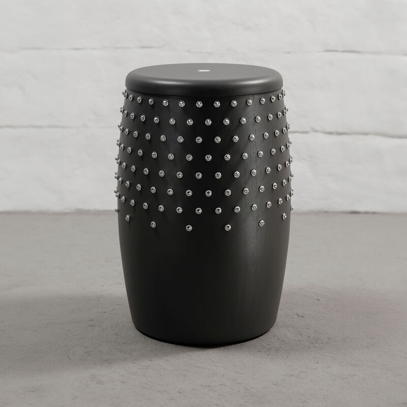 SITIERA_01 Solid Wood Stool, with Stainless Steel Accents by ANDEAN, In Stock
