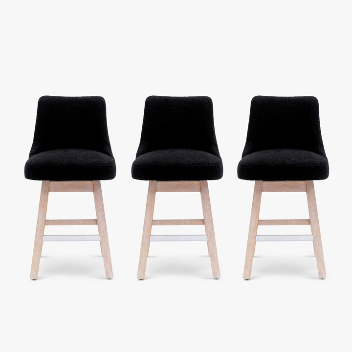 WestinTrends 26" Upholstered Swivel Counter Height Bar Stools (Set of 3)