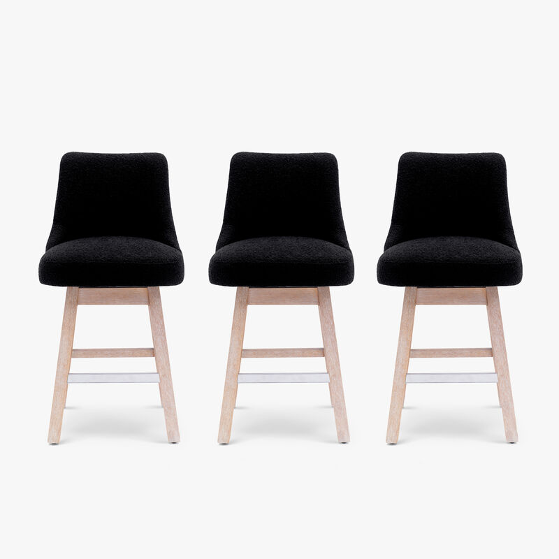 WestinTrends 26" Upholstered Swivel Counter Height Bar Stools (Set of 3)