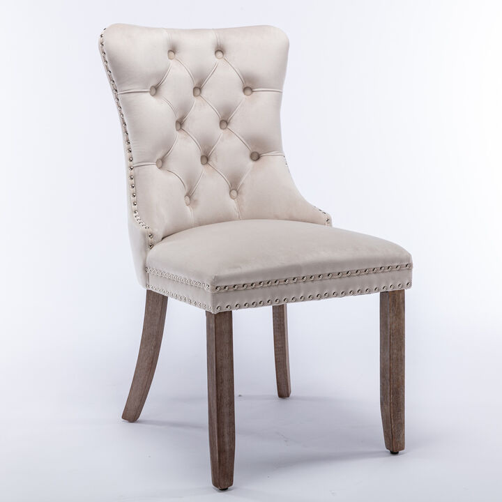 Nikki Collection Modern, High-End Tufted Solid Wood Contemporary Velvet Upholstered Dining