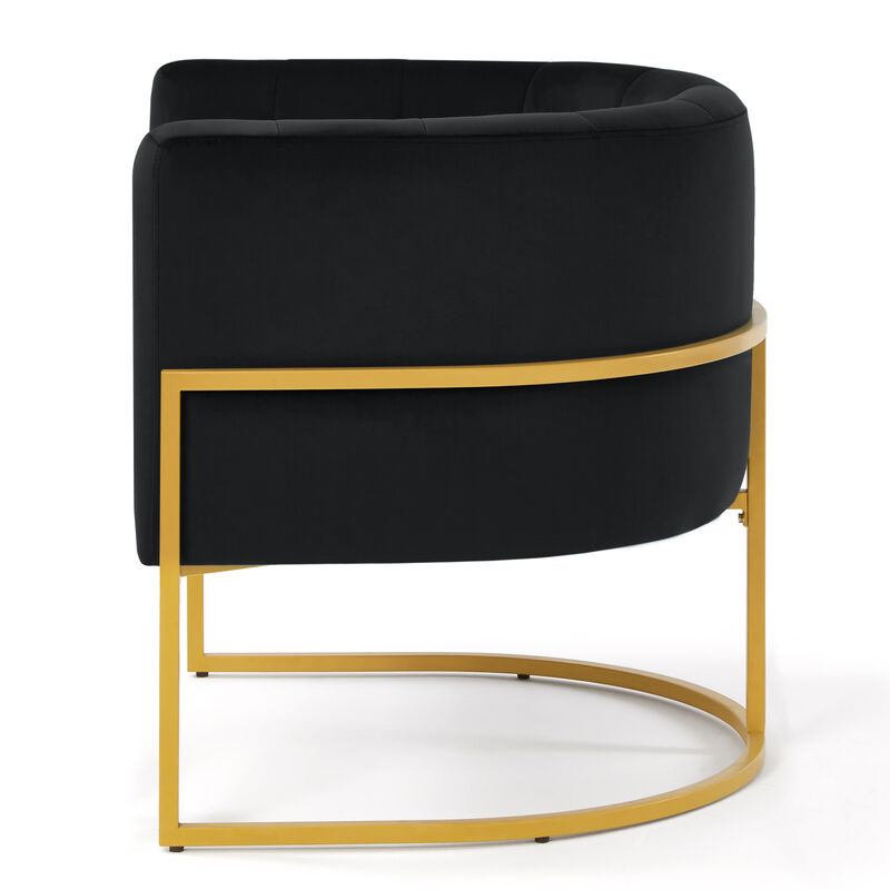 Golden Metal Accent Chair with Velvet Upholstery