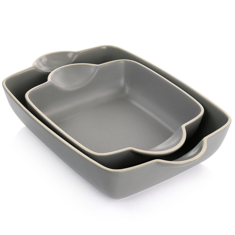 Gibson Home Rockaway 2 Piece Stoneware Nesting Bakeware Set in Grey