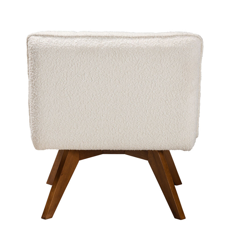 Baxton Studio Darielle Cream Boucle Fabric and Walnut Brown Finished Rubberwood Accent Chair