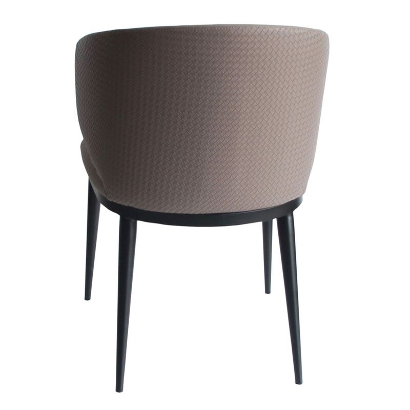 Cid 23 Inch Dining Armchair, Curved Padded Back, Vegan Faux Leather, Beige - Benzara