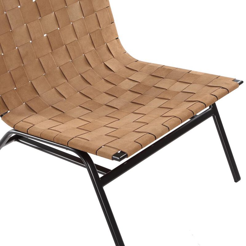 Comfort Pointe Cavett Woven Brown Leather Accent Chair