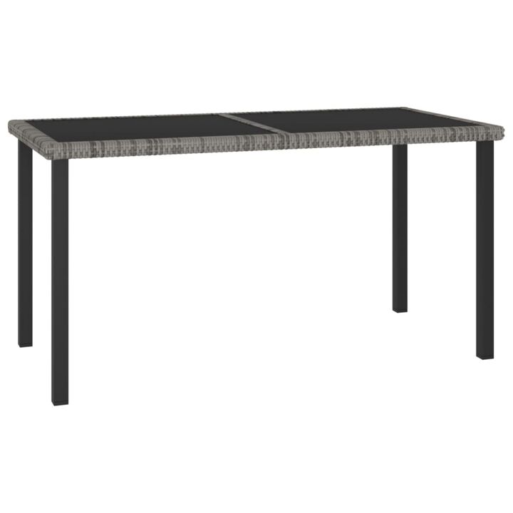 vidaXL Garden Dining Table Gray 55.1"x27.6"x28.7" Poly Rattan