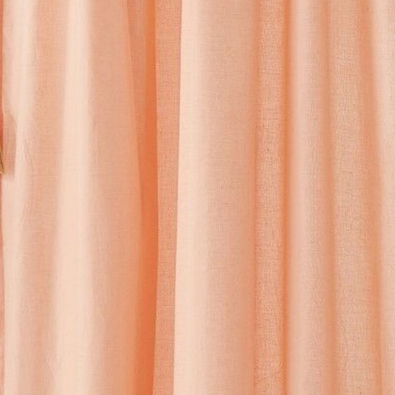 Xumi 4 Piece Window Curtain, 2 Panels with Tie Backs, Coral Pink Finish - Benzara
