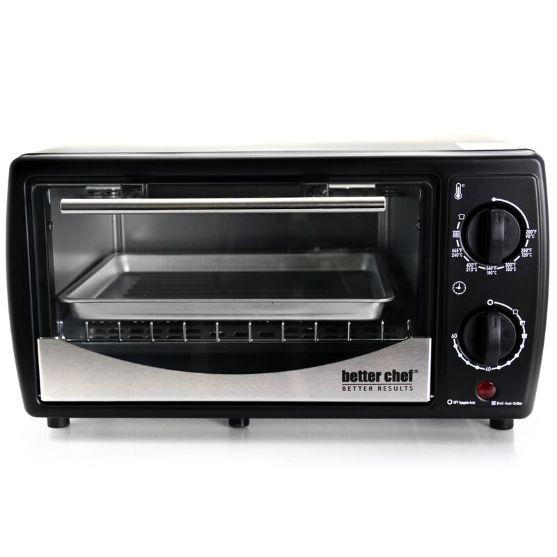 Better Chef 9 Liter Toaster Oven Broiler- Black With Stainless Steel Front