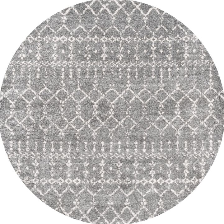 Moroccan HYPE Boho Vintage Diamond Black/Ivory 3' Round Area Rug