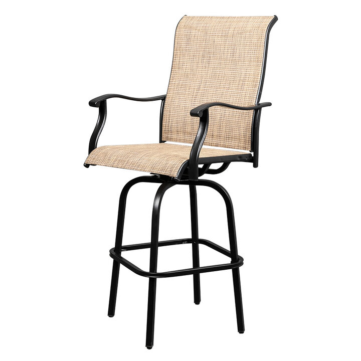 2pcs Wrought Iron Swivel Bar Chairs for Patio or Outdoor Bar