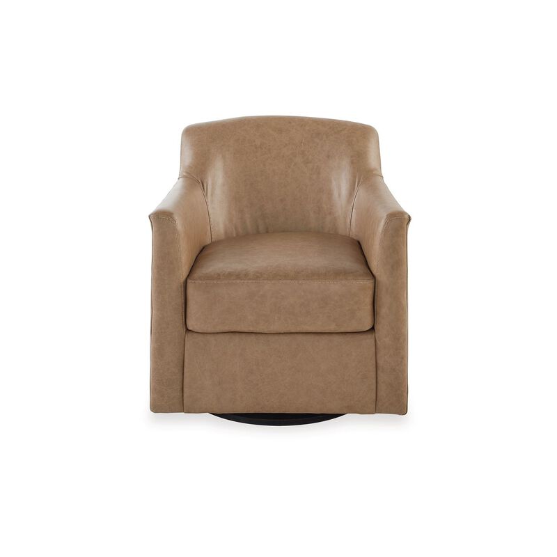 32 Inch Plush Swivel Accent Chair with Shelter Style Armrests, Faux Leather-Benzara