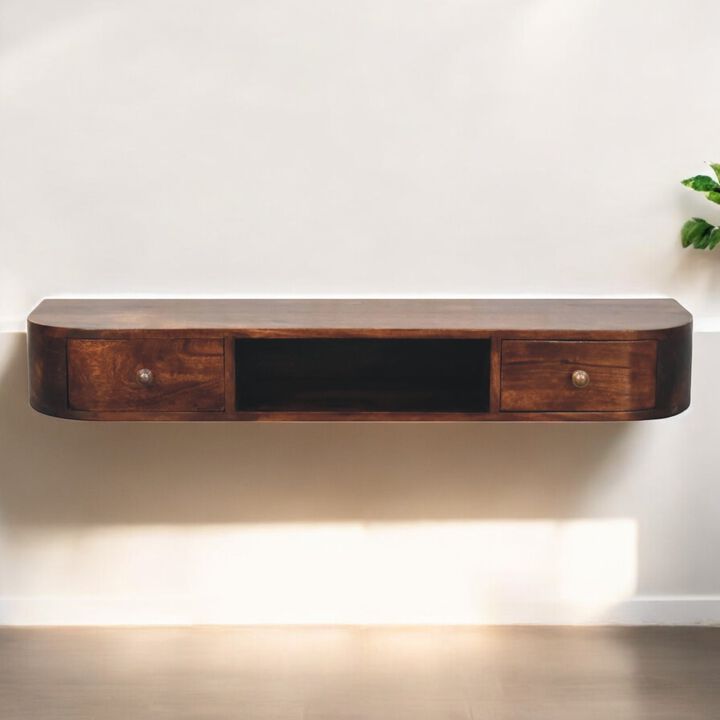 Artisan Furniture Solid Wood Lunar 2 Drawer Floating Console
