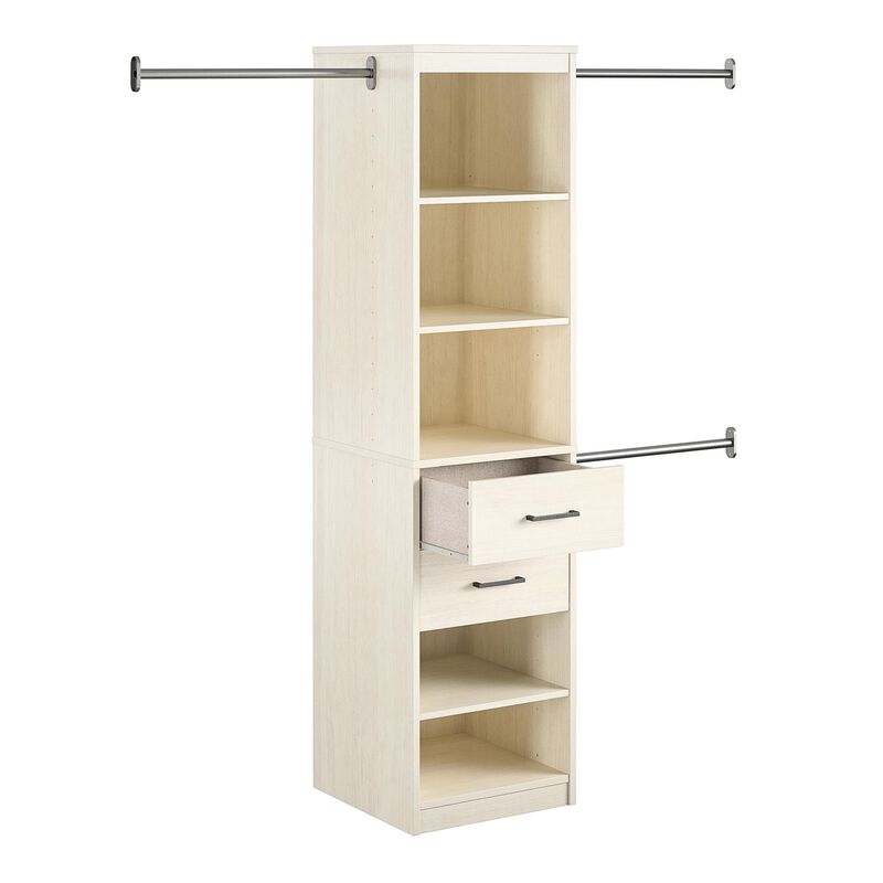 Kelly 5 Shelf / 2 Drawer Closet Organizer with 3 Adjustable Hanging Rods