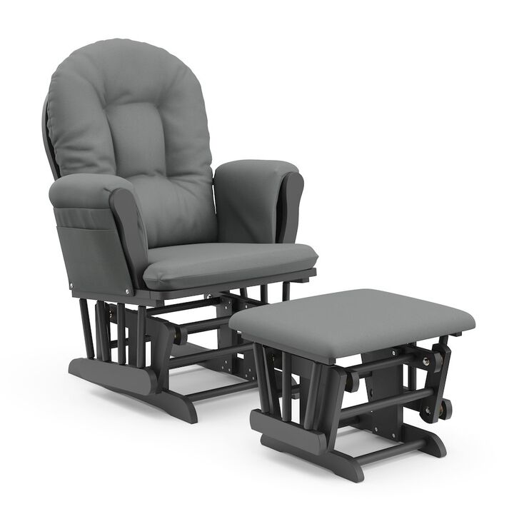 Storkcraft Hoop Glider and Ottoman - Gray with Gray